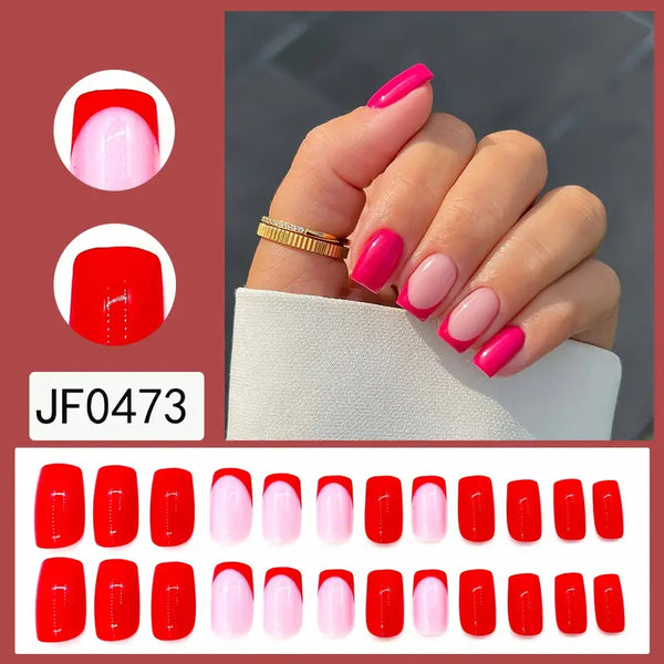 Pink French Artificial Nails