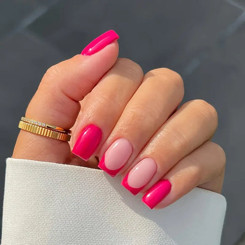 Pink French Artificial Nails