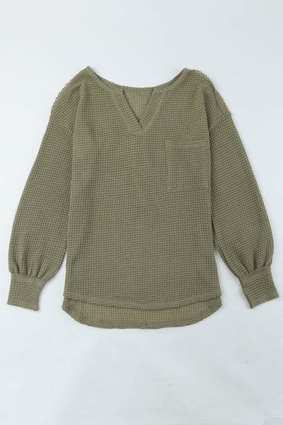Green Waffle Knit Top