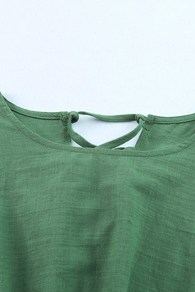 Green Bubble Sleeves Crop Top
