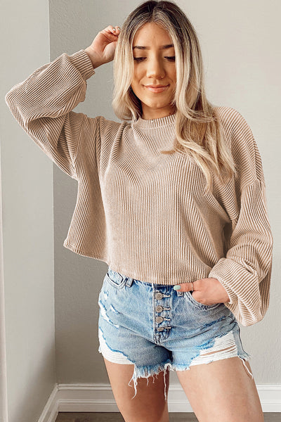 Gray Corded Casual Top