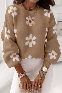 Apricot Floral Pattern Sweater
