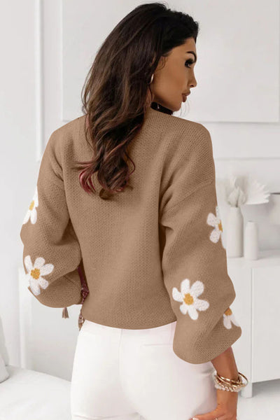 Apricot Floral Pattern Sweater