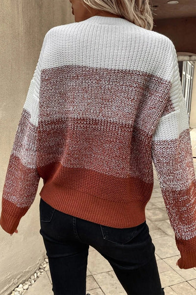 Color Block Ribbed Trim Sweater