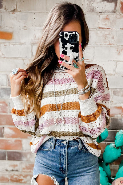 Striped Knitted Loose Sweater