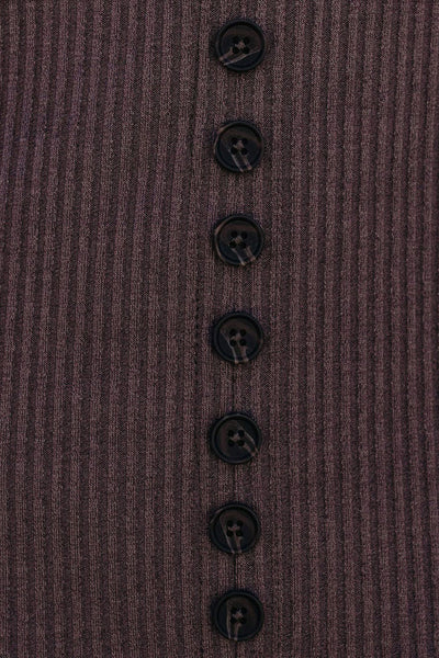 Brown Ribbed Knit Midi Dress
