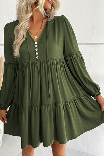 Green Lace Ruffled Mini Dress