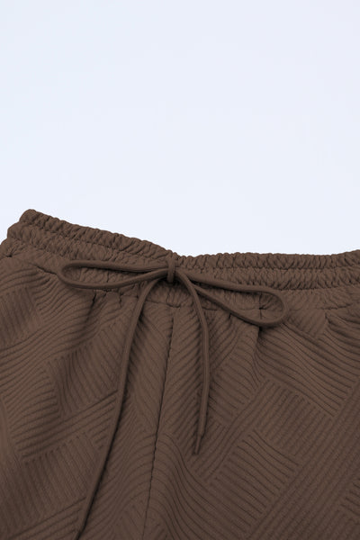 Brown Textured Tee and Pants Set