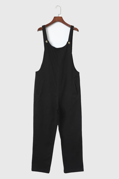 Black Pocketed Overall Jumpsuit