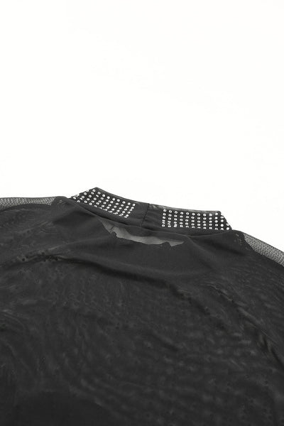 Black Rhinestone Bodysuit