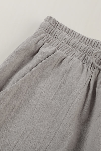 Gray Drawstring Straight Leg Pants