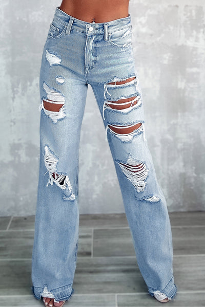 Vintage Distressed Wide Leg Jeans