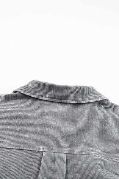 Gray Vintage Distressed Oversized Shacket