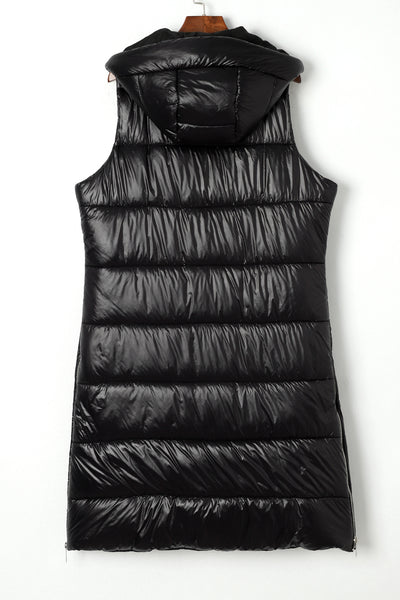 Black Hooded Vest Coat