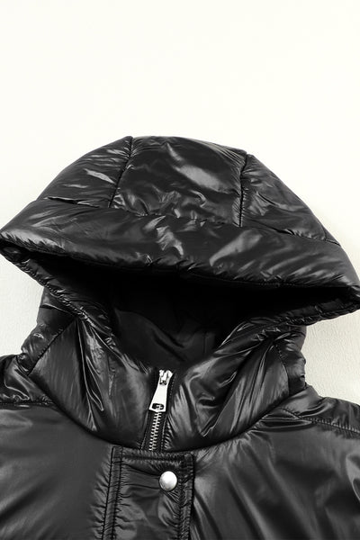 Black Hooded Vest Coat