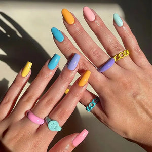 Pastel Rainbow Artificial Nails