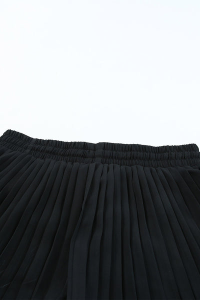 Black Flowy Pleated Shorts