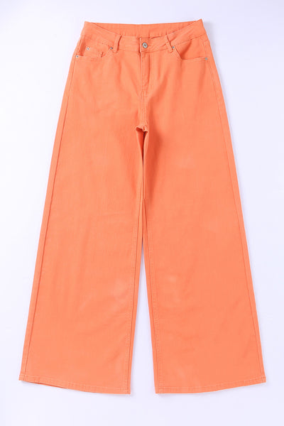 Orange High Waist Wide Leg Jeans