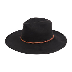 Black Fedora Wide Brim Hat